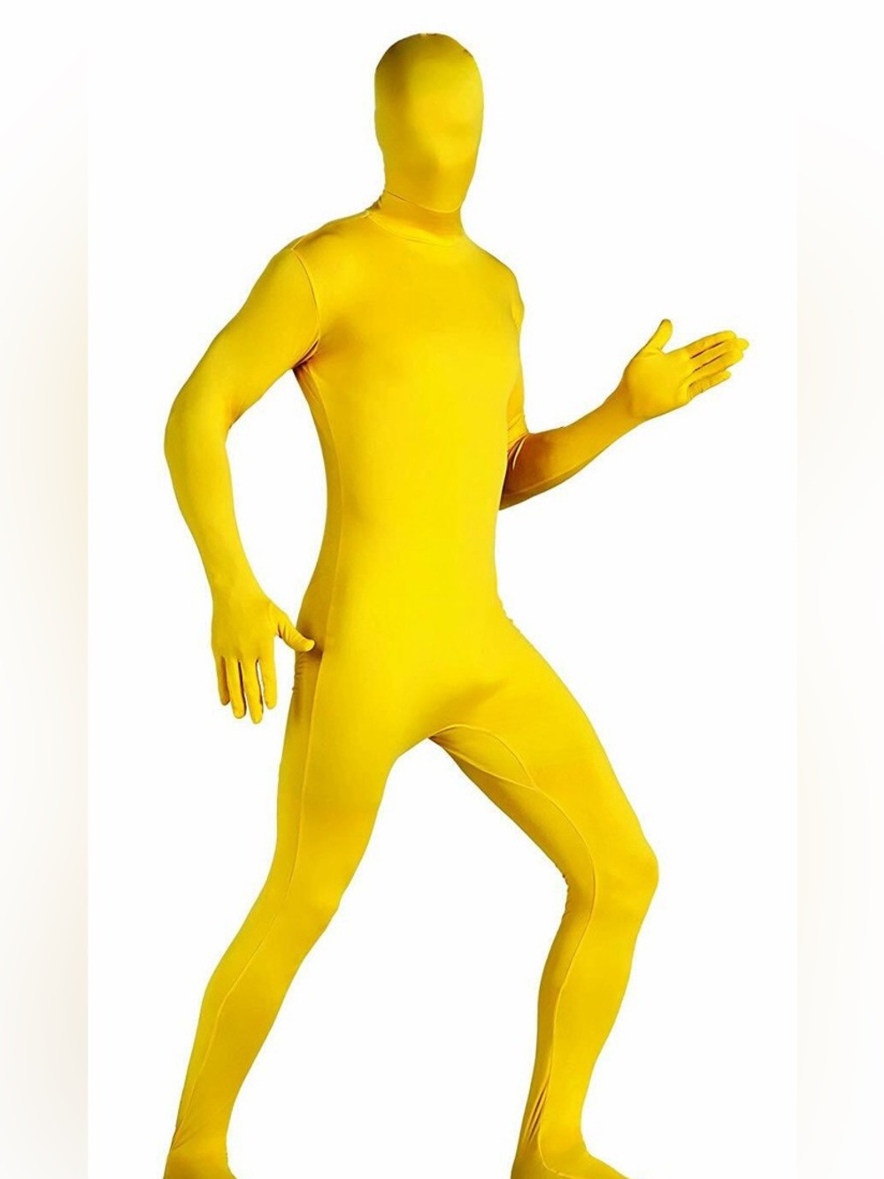 New Unisex Halloween Costume - Yellow Full-Body Stretch 2nd Skin Jumpsuit Large